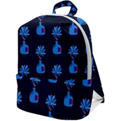 Flower Vase Pattern Zip Up Backpack