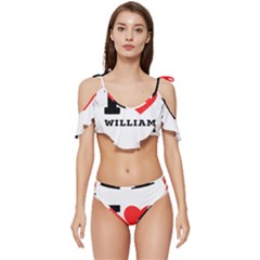 I Love William Ruffle Edge Tie Up Bikini Set	