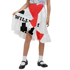 I Love William Kids  Ruffle Flared Wrap Midi Skirt