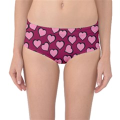 Pattern Pink Abstract Heart Love Mid-waist Bikini Bottoms