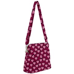 Pattern Pink Abstract Heart Love Zipper Messenger Bag