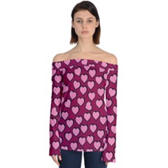 Pattern Pink Abstract Heart Love Off Shoulder Long Sleeve Top