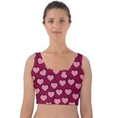 Pattern Pink Abstract Heart Love Velvet Crop Top