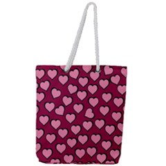 Pattern Pink Abstract Heart Love Full Print Rope Handle Tote (large)