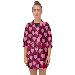 Pattern Pink Abstract Heart Love Half Sleeve Chiffon Kimono