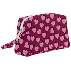 Pattern Pink Abstract Heart Love Wristlet Pouch Bag (large)