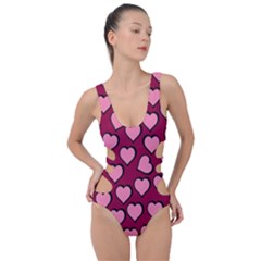 Pattern Pink Abstract Heart Love Side Cut Out Swimsuit