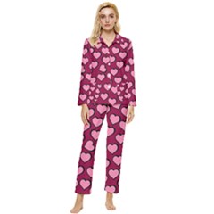 Pattern Pink Abstract Heart Love Womens  Long Sleeve Velvet Pocket Pajamas Set by Ravend