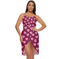 Pattern Pink Abstract Heart Love Tulip Hem Mini Chiffon Dress by Ravend