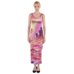 Wave Waves Ocean Sea Fitted Maxi Dress