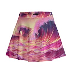 Wave Waves Ocean Sea Mini Flare Skirt