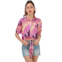 Wave Waves Ocean Sea Tie Front Shirt 