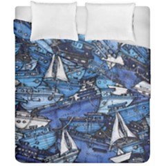 Boat Ship Background Pattern Duvet Cover Double Side (california King Size) by Ravend