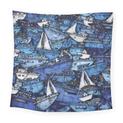 Boat Ship Background Pattern Square Tapestry (large)