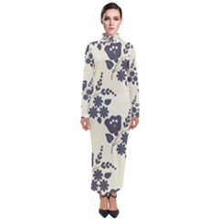 Flower Roses Rose Floral Flora Pattern Vintage Turtleneck Maxi Dress