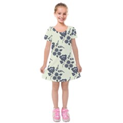 Flower Roses Rose Floral Flora Pattern Vintage Kids  Short Sleeve Velvet Dress