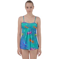 Non Seamless Pattern Blues Bright Babydoll Tankini Set