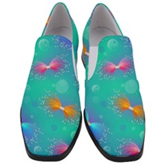 Non Seamless Pattern Blues Bright Women Slip On Heel Loafers