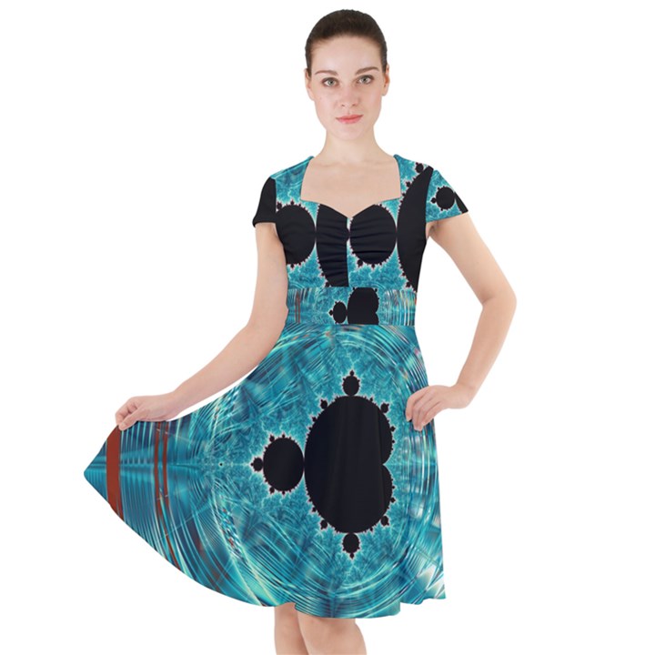 Fractal Abstract Background Cap Sleeve Midi Dress