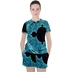 Fractal Abstract Background Women s Tee And Shorts Set