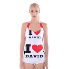 I Love David Boyleg Halter Swimsuit  by ilovewhateva