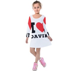 I Love David Kids  Long Sleeve Velvet Dress by ilovewhateva