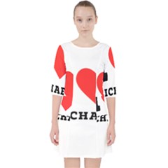 I Love Michael Quarter Sleeve Pocket Dress by ilovewhateva