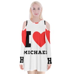 I Love Michael Velvet Long Sleeve Shoulder Cutout Dress by ilovewhateva