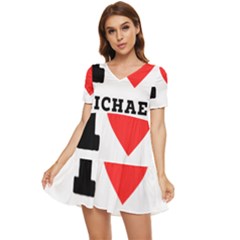 I Love Michael Tiered Short Sleeve Babydoll Dress by ilovewhateva