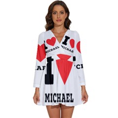 I Love Michael Long Sleeve V-neck Chiffon Dress  by ilovewhateva