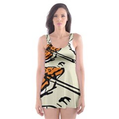 Cat Playing The Violin Art Skater Dress Swimsuit by oldshool