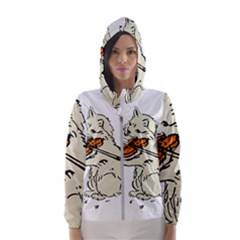 Cat Playing The Violin Art Women s Hooded Windbreaker by oldshool