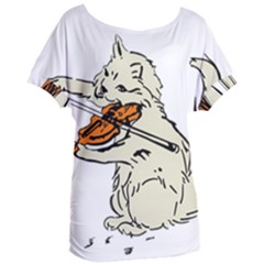 Cat Playing The Violin Art Women s Oversized Tee by oldshool