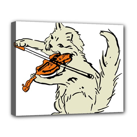 Cat Playing The Violin Art Deluxe Canvas 20  X 16  (stretched) by oldshool