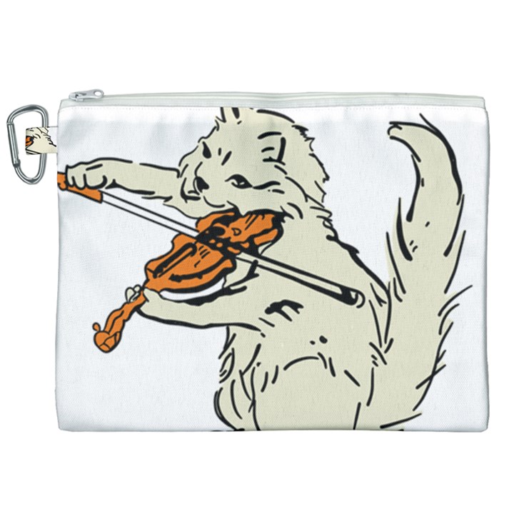 Cat Playing The Violin Art Canvas Cosmetic Bag (XXL)