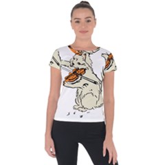 Cat Playing The Violin Art Short Sleeve Sports Top  by oldshool
