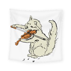 Cat Playing The Violin Art Square Tapestry (small) by oldshool