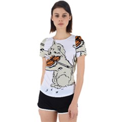 Cat Playing The Violin Art Back Cut Out Sport Tee by oldshool