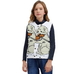 Cat Playing The Violin Art Kid s Short Button Up Puffer Vest	