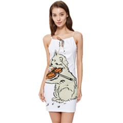 Cat Playing The Violin Art Summer Tie Front Dress by oldshool