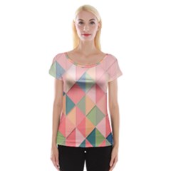 Background Geometric Triangle Cap Sleeve Top by Semog4