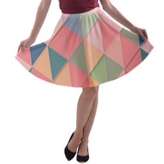 Background Geometric Triangle A-line Skater Skirt