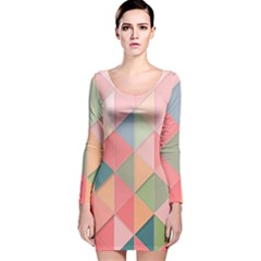 Background Geometric Triangle Long Sleeve Velvet Bodycon Dress by Semog4