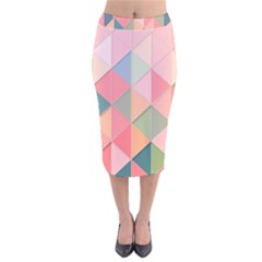 Background Geometric Triangle Velvet Midi Pencil Skirt by Semog4