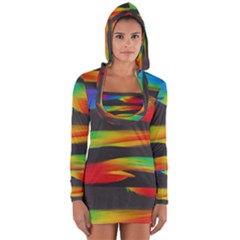 Colorful Background Long Sleeve Hooded T-shirt