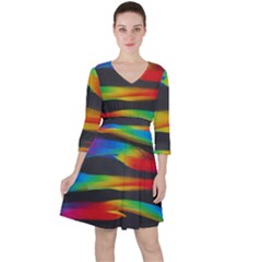 Colorful Background Quarter Sleeve Ruffle Waist Dress by Semog4