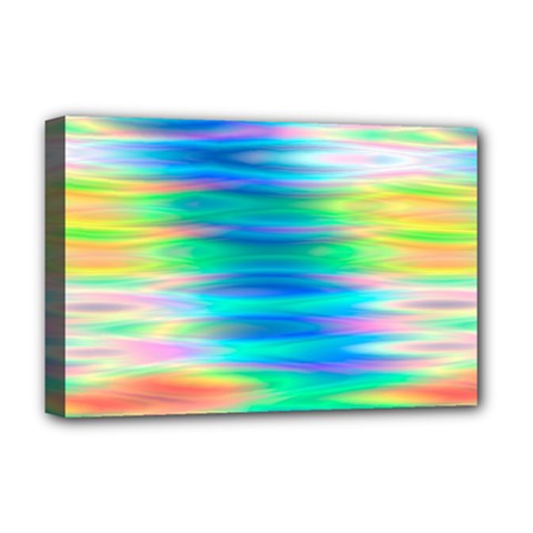 Wave Rainbow Bright Texture Deluxe Canvas 18  X 12  (stretched) by Semog4