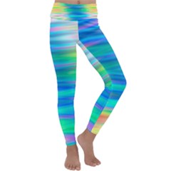 Wave Rainbow Bright Texture Kids  Lightweight Velour Classic Yoga Leggings by Semog4