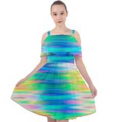 Wave Rainbow Bright Texture Cut Out Shoulders Chiffon Dress by Semog4