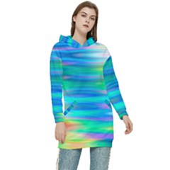 Wave Rainbow Bright Texture Women s Long Oversized Pullover Hoodie by Semog4